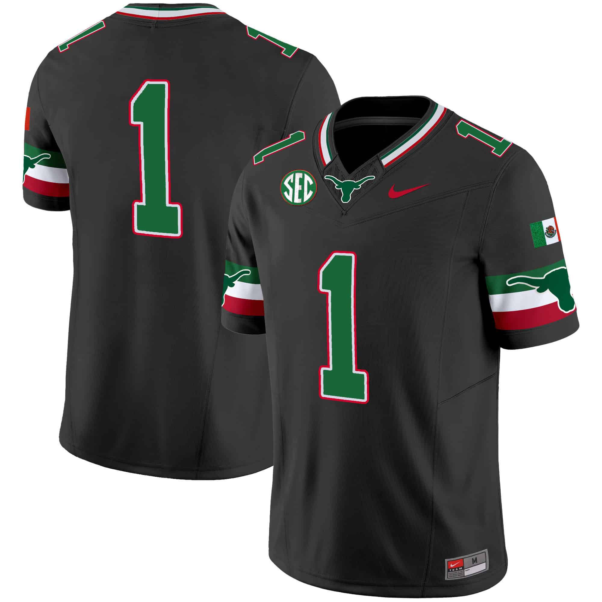 Men Texas Longhorns #1 No Name Black 2024 Nike Mexico SEC Patch Vapor NCAA Jersey->indianapolis colts->NFL Jersey